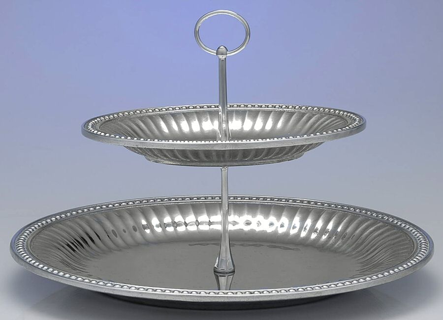 Flutes & Pearls (Pewter, Hollowware) 2 Tier Serving Tray by Wilton Armetale-1