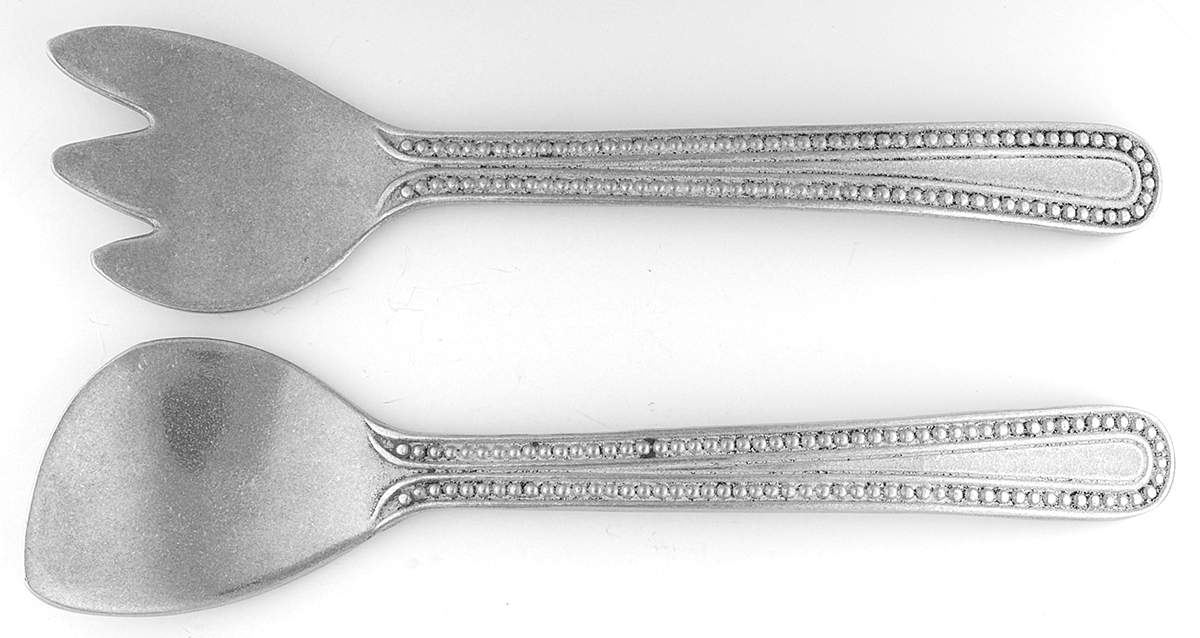 Flutes & Pearls (Pewter, Hollowware) (2 Pc) Solid Salad Set by Wilton Armetale-1