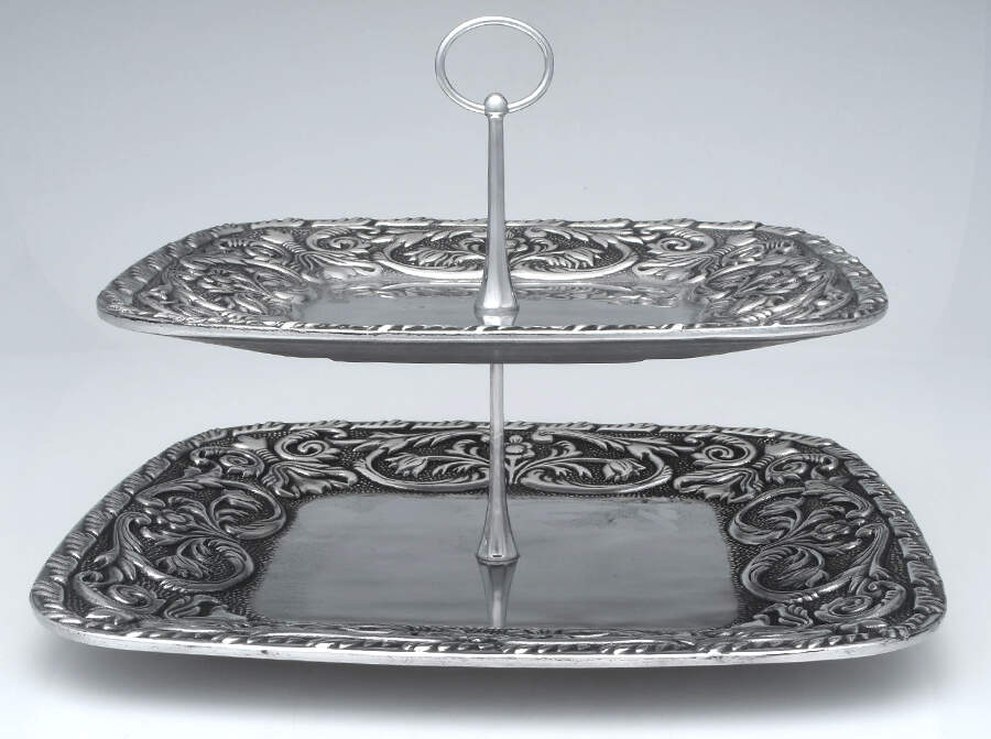 William & Mary (Armetale, Hollowware Pewter 2-Tier Square Serving Tray by Wilton Armetale-1