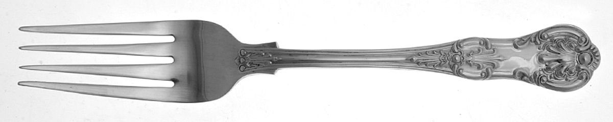 Queens (Sterling) Large Solid Cold Meat Serving Fork by Wallace Silver-1