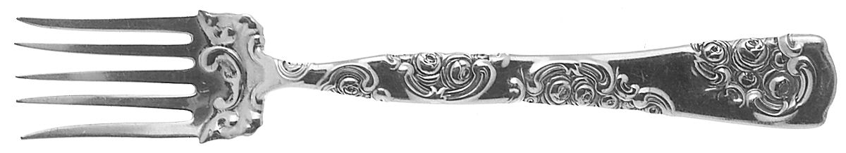 Roses and Scrolls (Sterling) Large Solid Tined Sardine Serving Fork by Whiting Manf Co-1