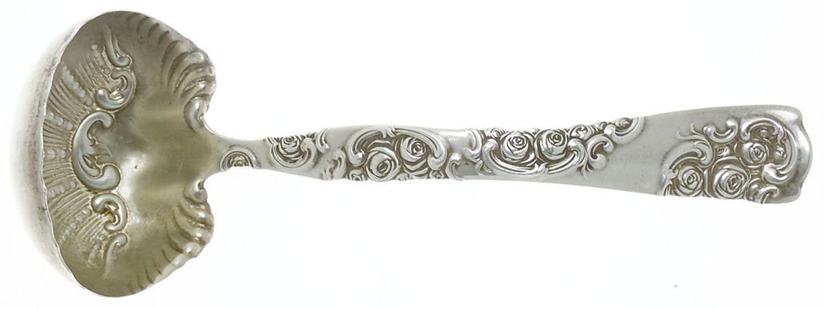 Roses and Scrolls (Sterling) Solid Gravy Ladle by Whiting Manf Co-1