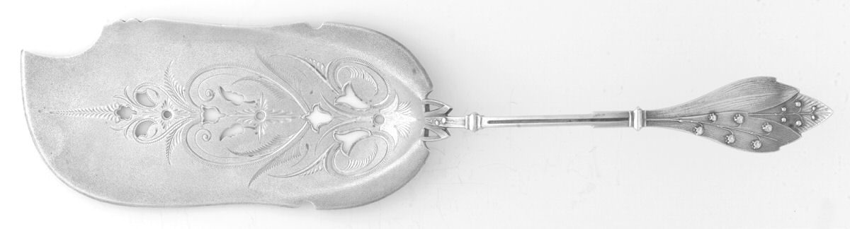 WHS18 (Sterling) Large Solid Bright Cut Fish Serving Knife by Wood & Hughes-1
