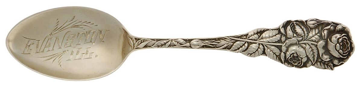 Floral Series #1 (Sterling) Souvenir Spoon (Five O'Clock) by Watson-1