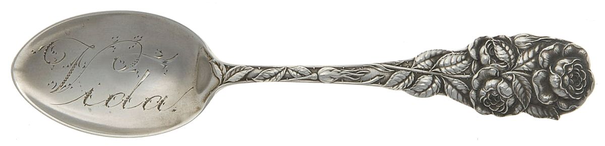 Floral Series #1 (Sterling) Monogram Five O'Clock Teaspoon by Watson-1