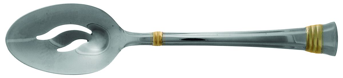 Zenith-Gold (Stainless, Gold Accent) Pierced Tablespoon (Serving Spoon) by Wallace Silver-1