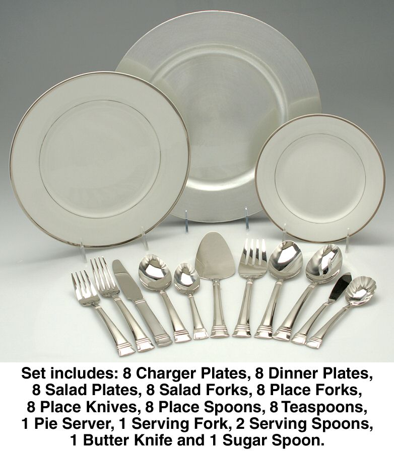 Zenith-Frost (Stainless) 70 Piece Set-China & Flatware by Wallace Silver-1