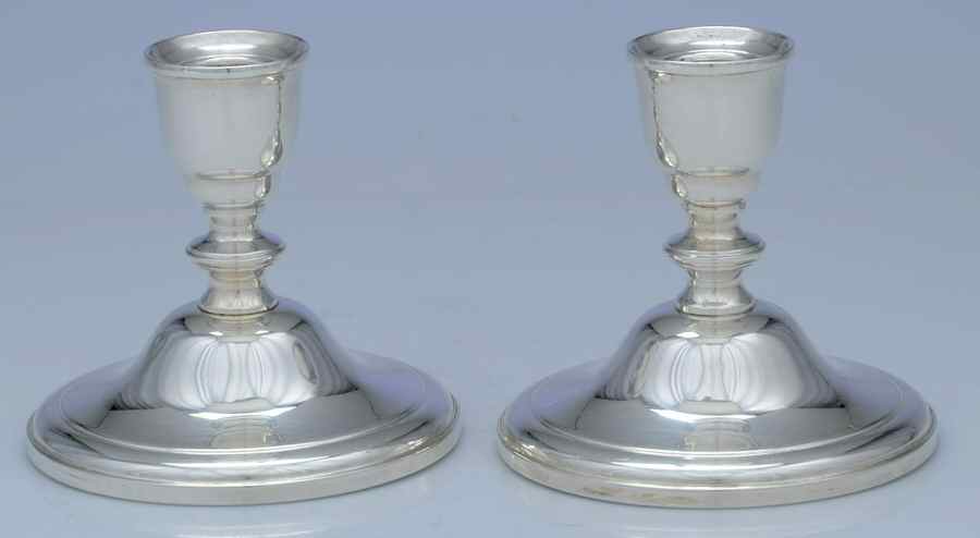 621 (Sterling, Hollowware) Pair of Weighted Console Candleholders by Westmorland Silver-1