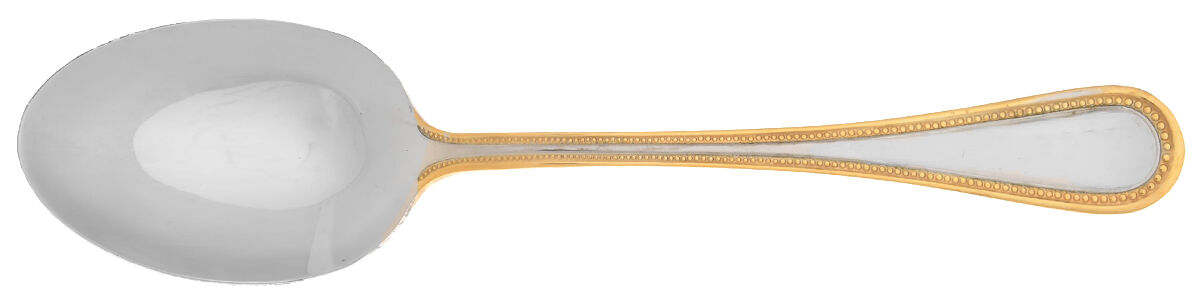 Continental Gold Bead (Stainless, Gold Accent) Place/Oval Soup Spoon by Wallace Silver-1