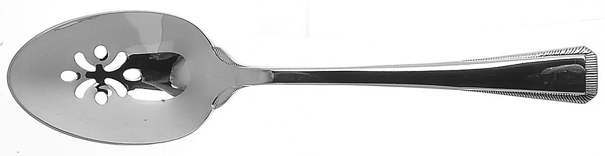 Platinum Plume (Stainless) Pierced Tablespoon (Serving Spoon) by Wedgwood Silver-1