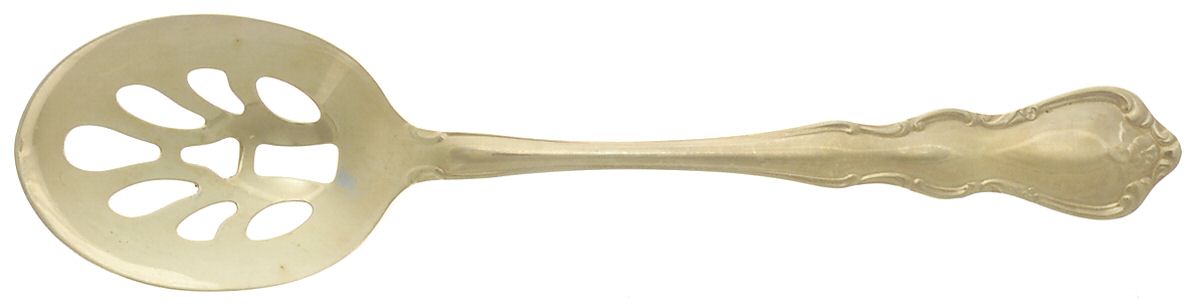 Gold Discretion (Gold Electroplate) Pierced Tablespoon (Serving Spoon) by Wallace Silver-1