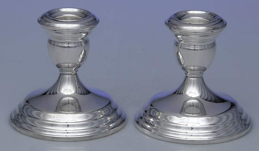240 (Sterling, Hollowware) Pair of Weighted Candleholders by Wallace Silver-1