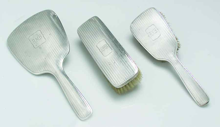 9900-4 (Sterling, Hollowware) 3-Piece Vanity (Cloth Brsh, Hair Brsh & Miror) by Wallace Silver-1