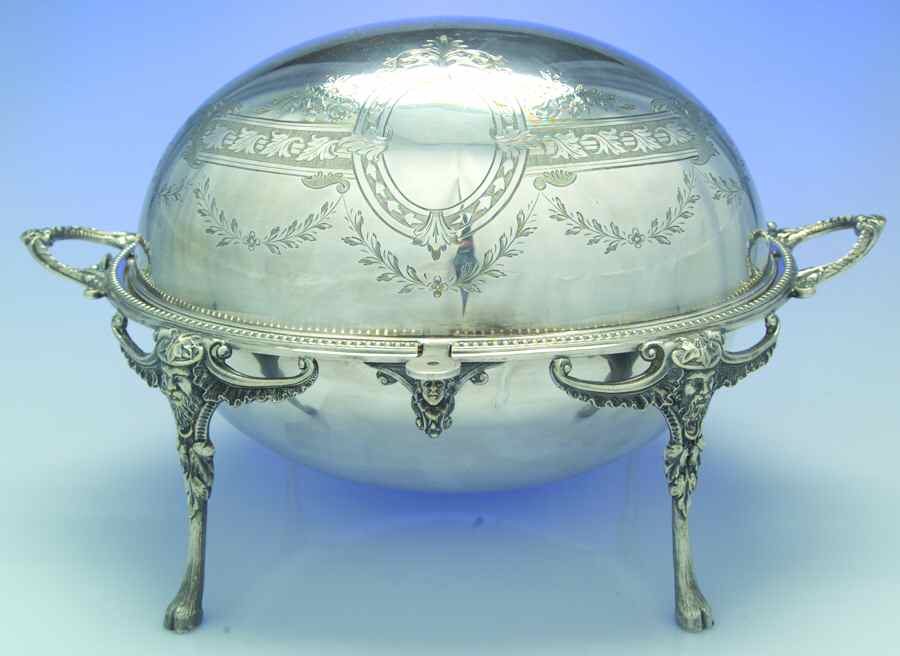 5444 (Silverplate, Hollowware) Oval Roll Top Vegetable Bowl by Wm Hutton & Sons-1