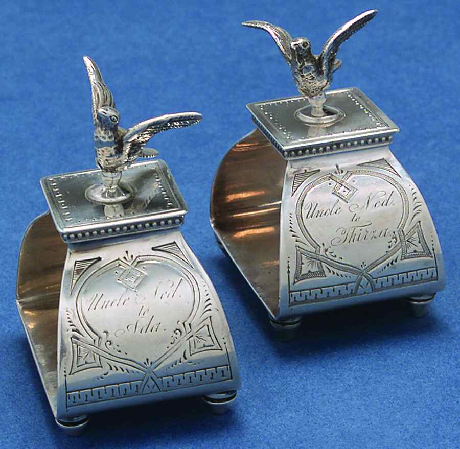 137 (Sterling, Hollowware) Pair of Napkin Holders by Whiting Manf Co-1
