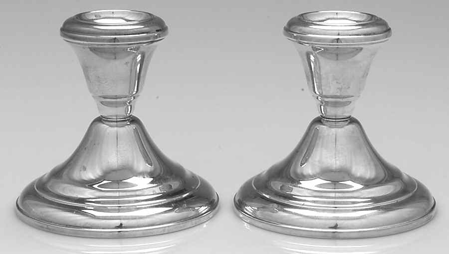 250 (Sterling, Hollowware) Pair of Weighted Candleholders by Wallace Silver-1