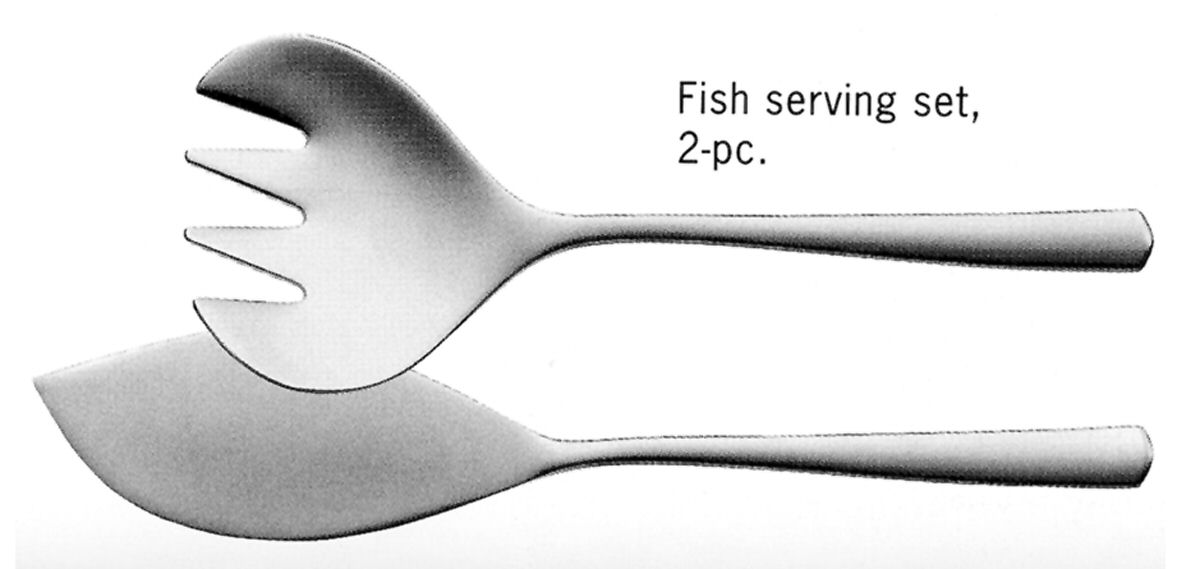 Bistro (Stainless, No Center Ridge) 2 Piece Large Solid Fish Serving Set by WMF Flatware-1