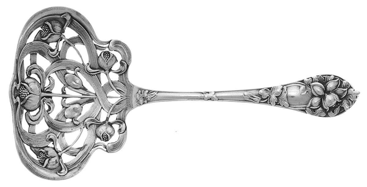 Floral Series #6 (Sterling) Solid Bon Bon Spoon with Pierced Bowl by Watson-1