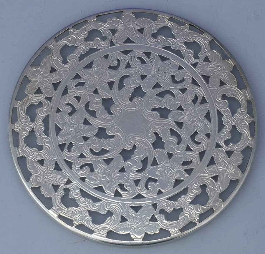 Sterling Hollowware Crystal Coaster W/Sterling Overlay by Webster Co-1