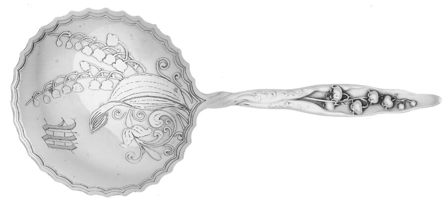 Lily of the Valley (Strl, 1885, Monograms) Bon Bon Spoon Bright Cut by Whiting Manf Co-1