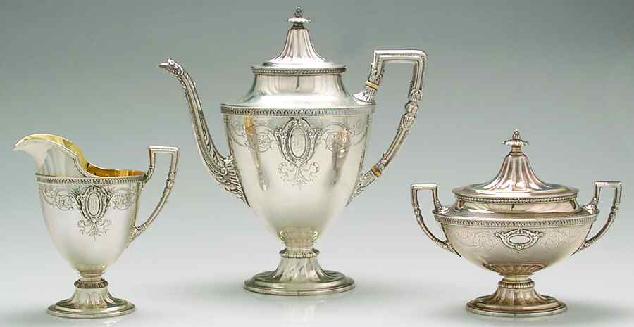 3700-2 (Sterling, Hollowware) 3-Piece Coffee Set with Coffee Pot by Wallace Silver-1