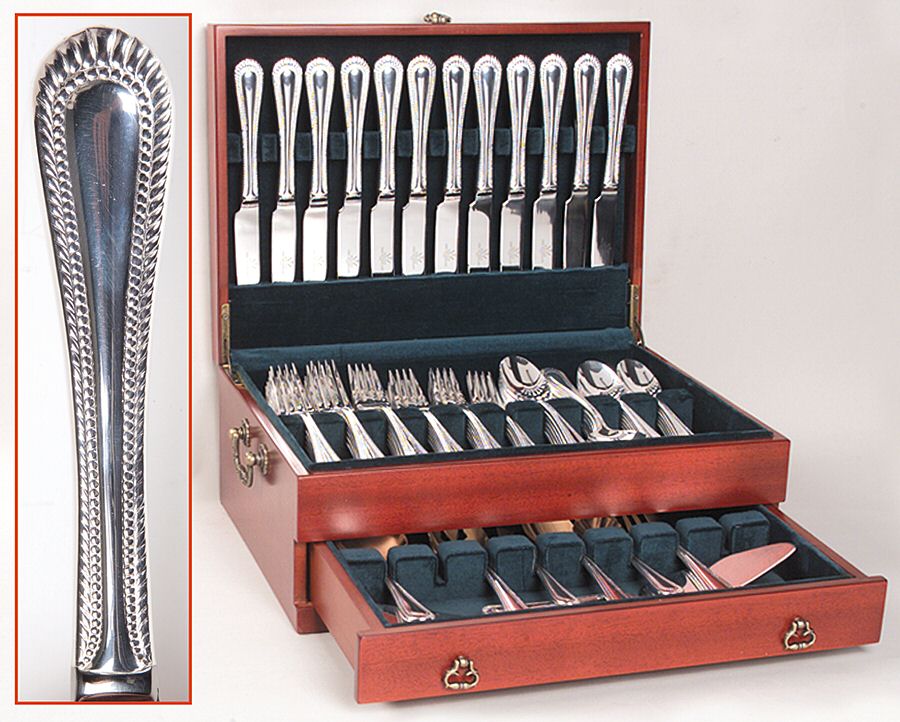 Wickham (Silverplate, 2005) 80 Piece Set & Wood Case by Wallace Silver-1