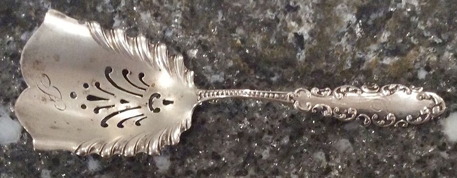 WTS34 (Sterling) Solid Bon Bon Spoon with Pierced Bowl by Watson-1