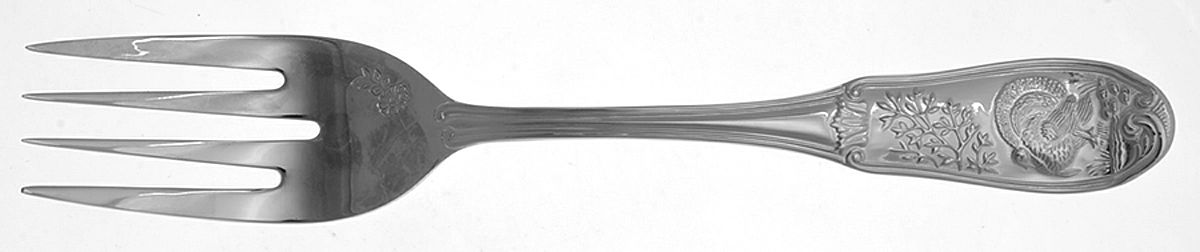 Woodland (Stainless) Large Solid Cold Meat Serving Fork by Spode Silver-1