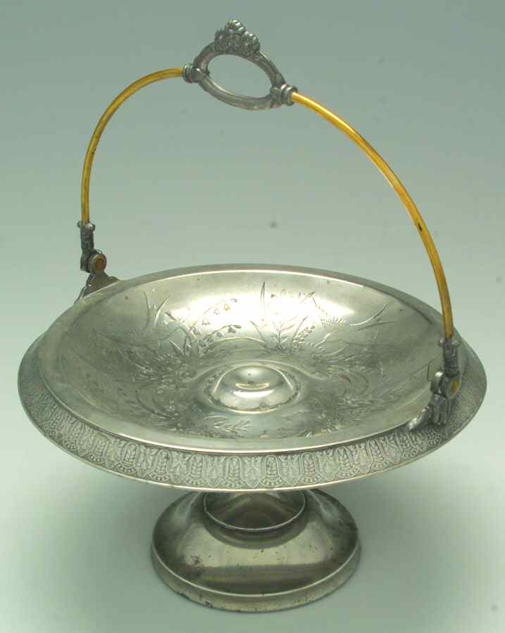 1633 (Silverplate, Hollowware) Footed Handled Cake Basket by Wilcox Silverplate-1