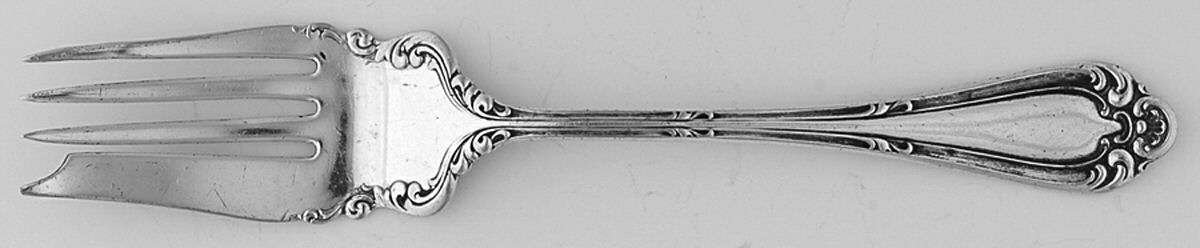 Astoria (Silverplate, 1898, Monograms) Medium Solid Cold Meat Serving Fork by Wallace Silver-1