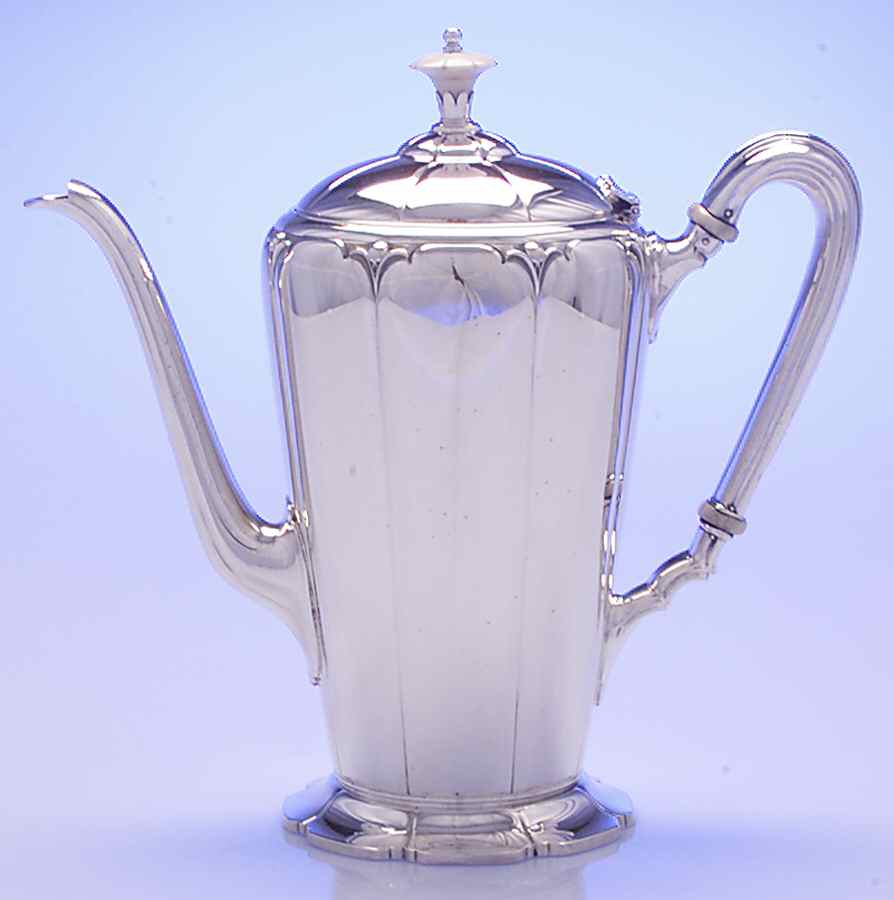 Lotus (Sterling, Hollowware, Scallop Base) Coffee Pot by Watson-1