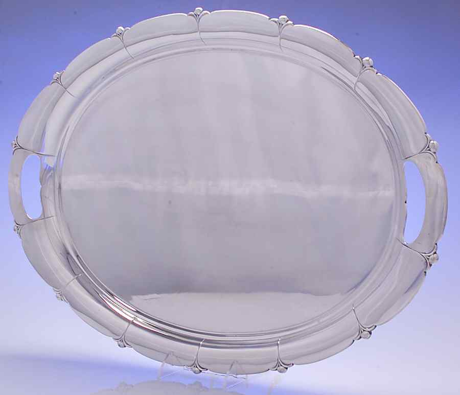 Lotus (Sterling, Hollowware, Scallop Base) Large Waiter Tray by Watson-1