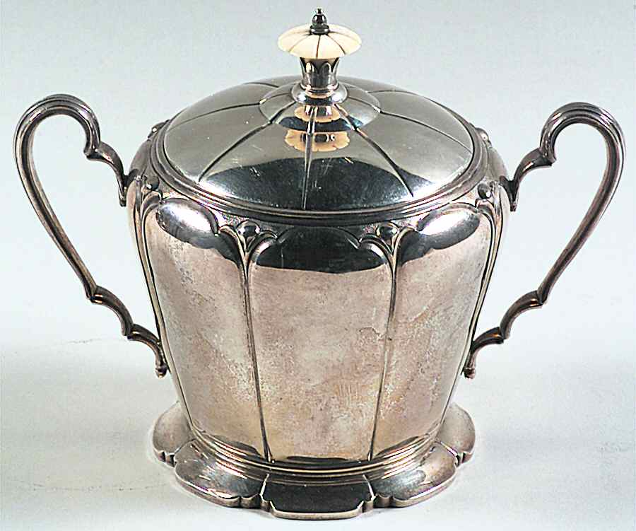Lotus (Sterling, Hollowware, Scallop Base) Sugar Bowl & Lid by Watson-1