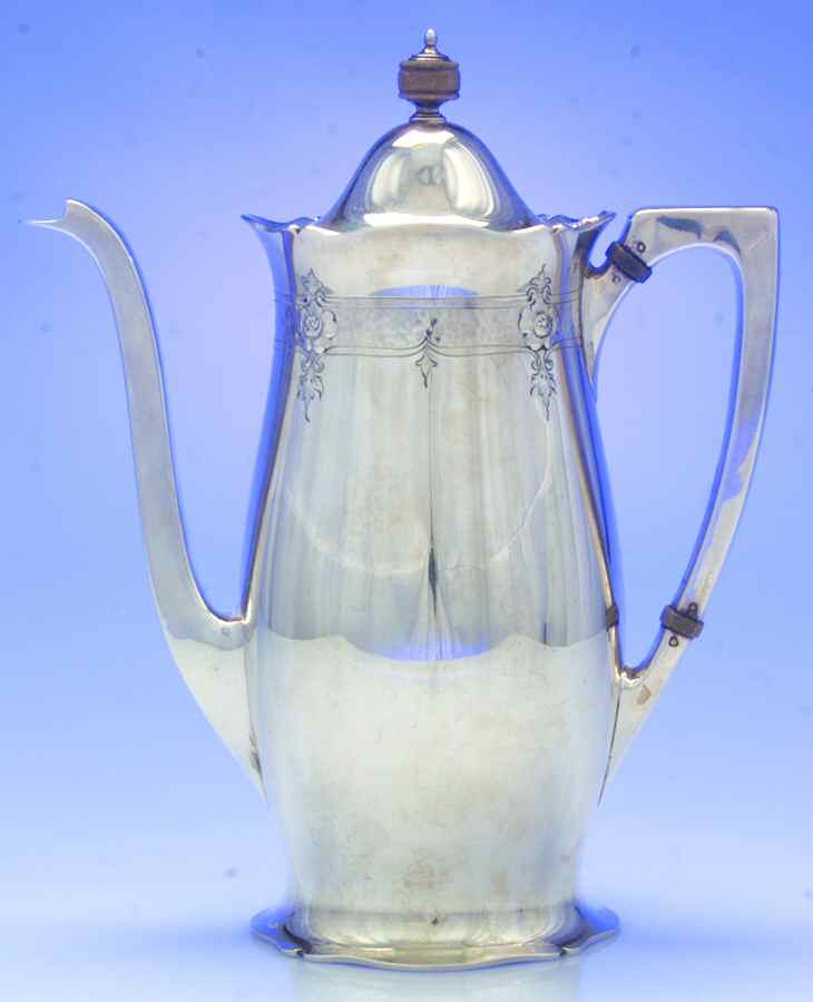 Antique (Strl, Hollow, Floral) Coffee Pot by Wallace Silver-1