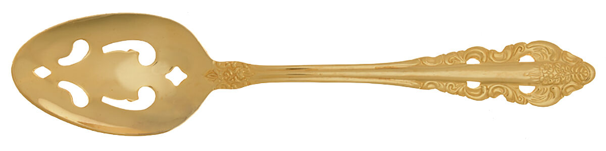 Antique Baroque (Gold Electroplate) Pierced Tablespoon (Serving Spoon) by Wallace Silver-1