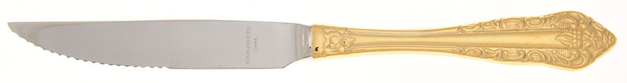 Antique Baroque (Gold Electroplate) Steak Knife Individual Hollow, Serrate HC by Wallace Silver-1