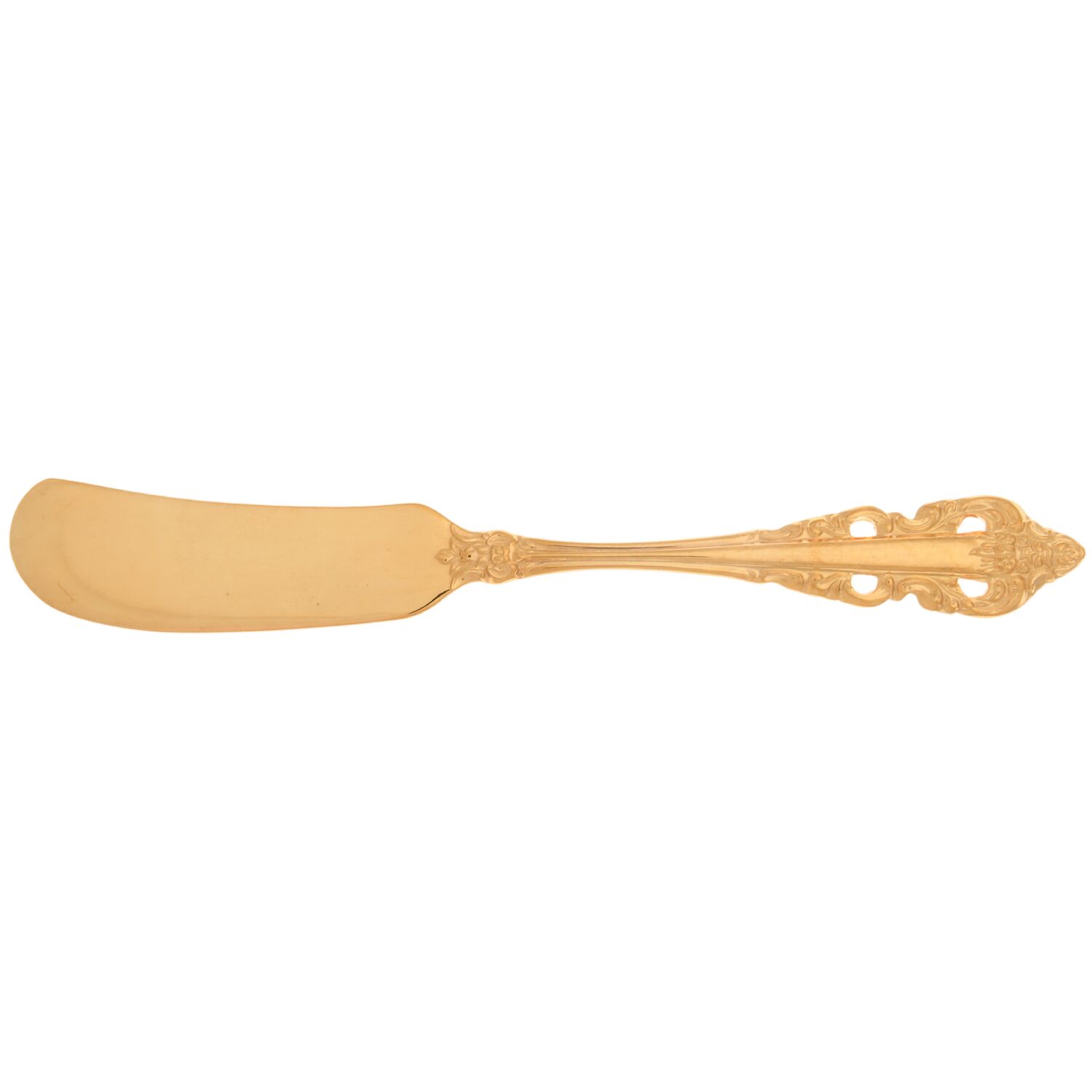 Antique Baroque (Gold Electroplate) Flat Handle Butter Spreader by Wallace Silver-1
