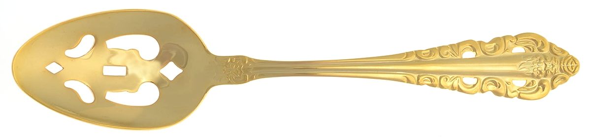 Antique Baroque (Gold Electroplate) Pierced Tablespoon (Serving Spoon) by Wallace Silver-1