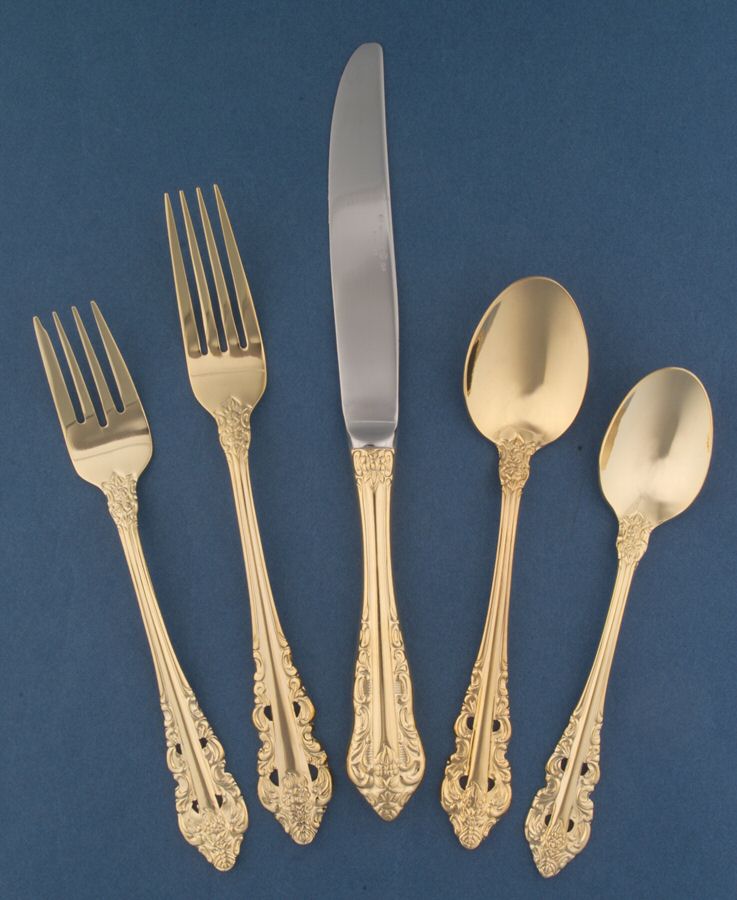 Antique Baroque (Gold Electroplate) 5 Piece Place Setting by Wallace Silver-1