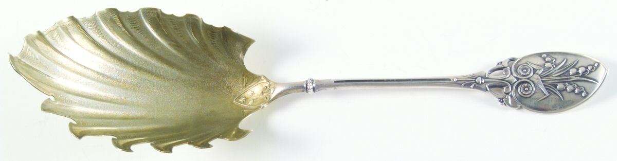 Lily (Sterling, 1870, Pierced Handle) Solid Macaroni Server by Whiting Manf Co-1