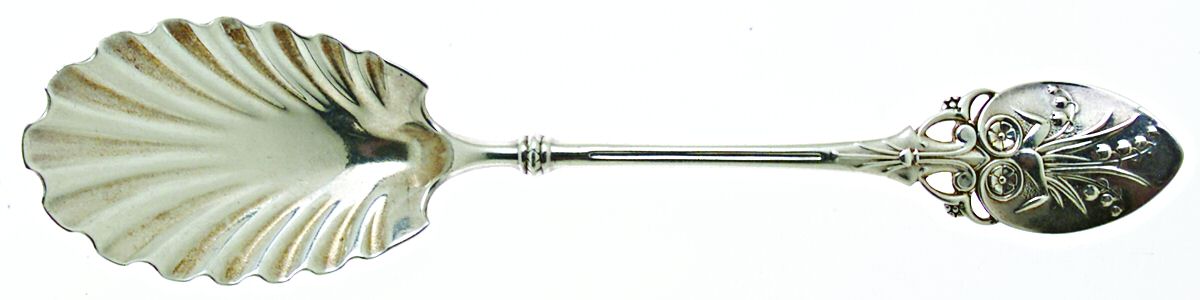 Lily (Sterling, 1870, Pierced Handle) Sugar Shell Spoon by Whiting Manf Co-1
