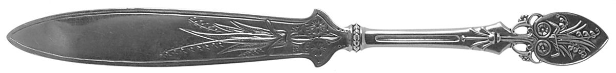 Lily (Sterling, 1870, Pierced Handle) Solid Piece Bright Cut Letter Opener by Whiting Manf Co-1