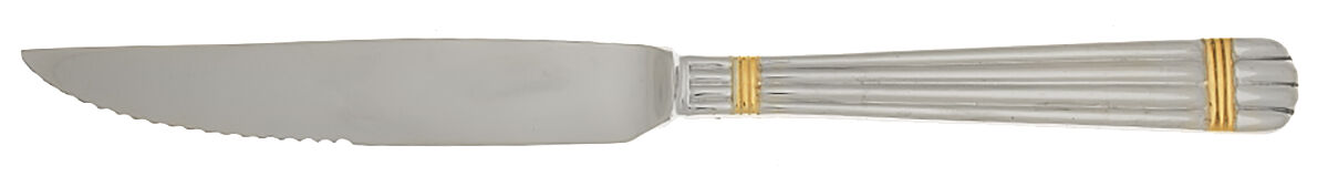 Golden Apollo (Stn, Go Acc, Rib Front Only) Steak Knife Individual Hollow, Serrate HC by Wallace Silver-1