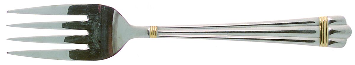 Golden Apollo (Stn, Go Acc, Rib Front Only) Medium Solid Cold Meat Serving Fork by Wallace Silver-1
