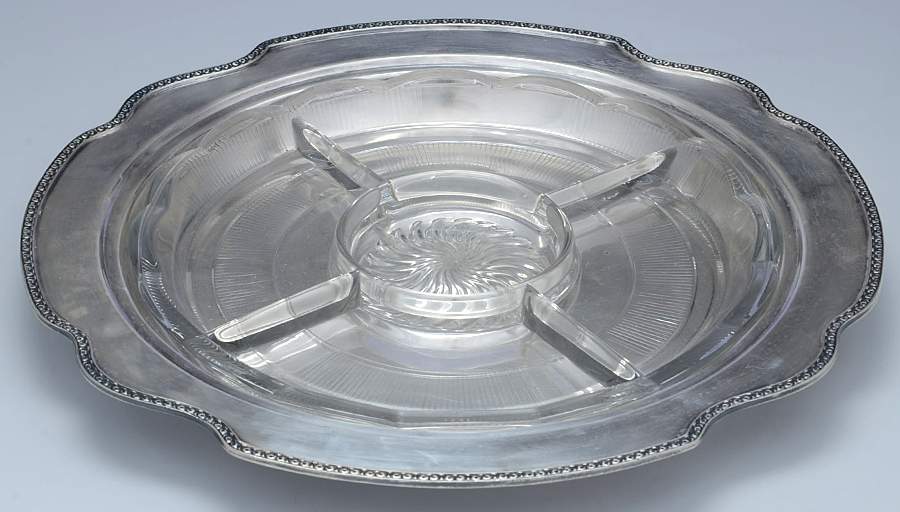 N12205 (Silverplate Hollowware) Relish with Glass Liner by Wallace Silver-1