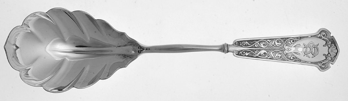 Arabesque (Sterling, 1870, No Monograms) Small Solid Berry/Casserole Spoon by John R Wendt-1