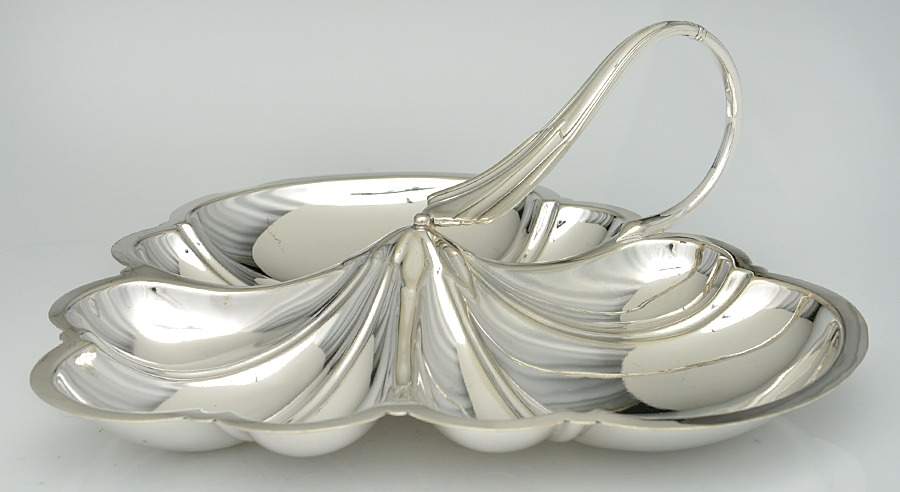 Silverplate Hollowware 3-Part Handled Plated Bon Bon Bowl by Walker & Hall-1