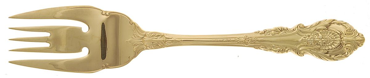 Golden Sir Christopher (Strlng, Gold) Medium Solid Cold Meat Serving Fork by Wallace Silver-1
