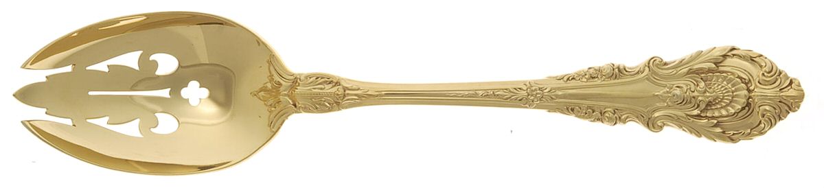Golden Sir Christopher (Strlng, Gold) Pierced Tablespoon (Serving Spoon) by Wallace Silver-1
