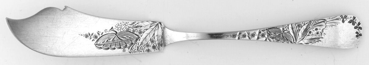 WMW4 (Sterling) Flat Handle Bright Cut Master Butter by Wm Wilson & Son-1